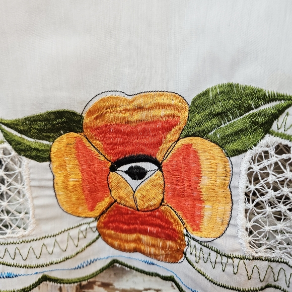 Vintage 70s Embroidered Mexican Peasant Dress S/M - Picture 6 of 12